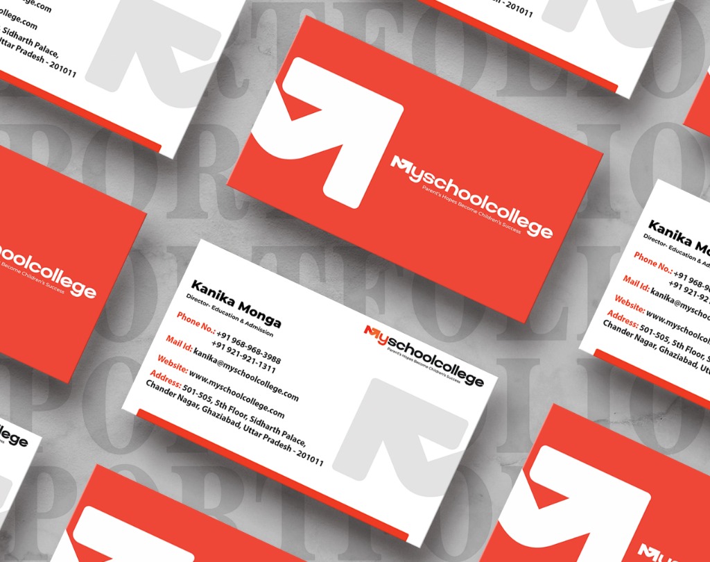 MySchoolCollege Executive Red Business Cards Layout